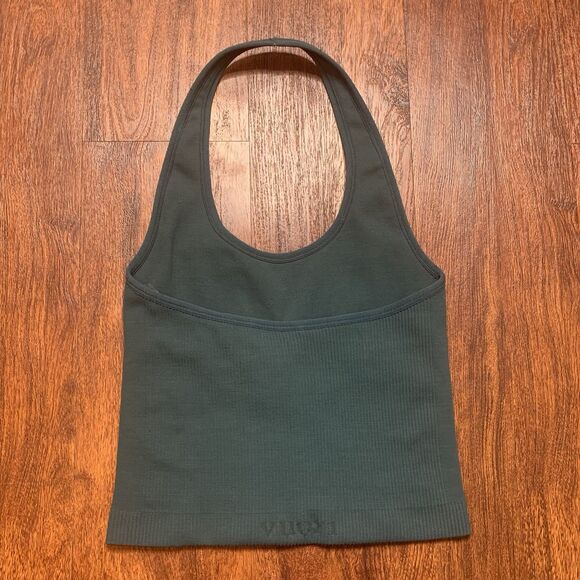 Vuori Simplicity Halter Top Beryl Ribbed Blue/Green Sleeveless Shirt Sz XS - Picture 3 of 7